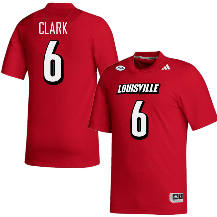 Men #6 Stanquan Clark Louisville Cardinals College Football Jerseys Stitched-Red